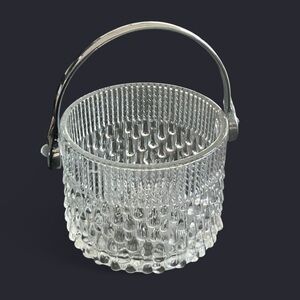 1960’s MCM Teleflora raindrop pressed glass ice bucket made in France